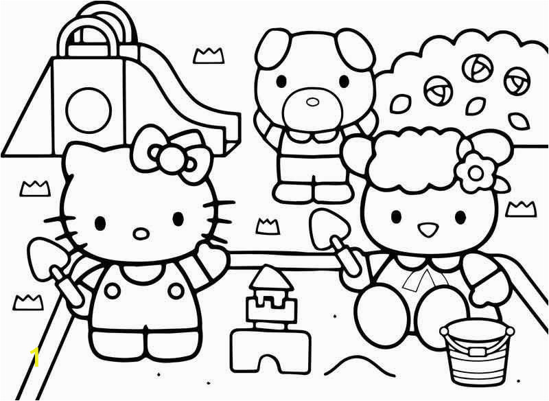 Coloring Pages for Hello Kitty and Her Friends Hello Kitty at the Playground Coloring Page Dengan Gambar