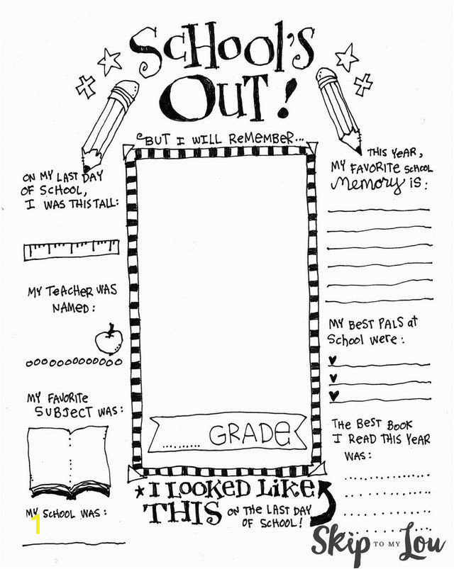 Coloring Pages for Last Day Of School End Of School Memory Printable Skip to My Lou