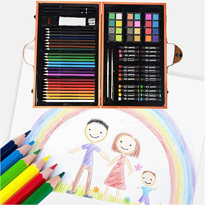 Coloring Pages for Oil Pastels Kiddycolor Portable Art Set for Kids 85 Pcs Painting & Drawing Oil Pastels Color Pencil with Wood Case
