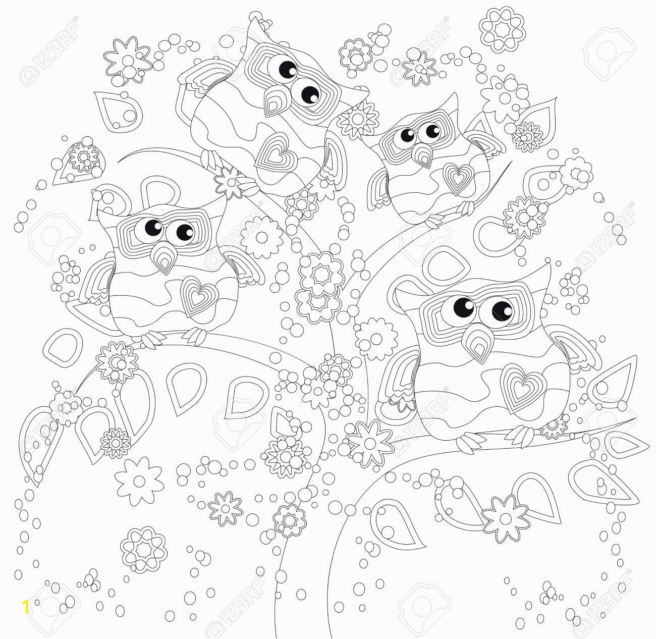 coloring book for adult and older children coloring page with cute owl and floral frame