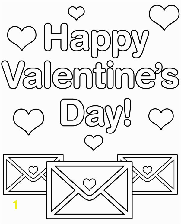 valentines day card coloring page happy