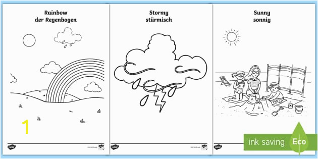 Coloring Pages for Weather Symbols Weekly Weather Recording Chart Activity English German