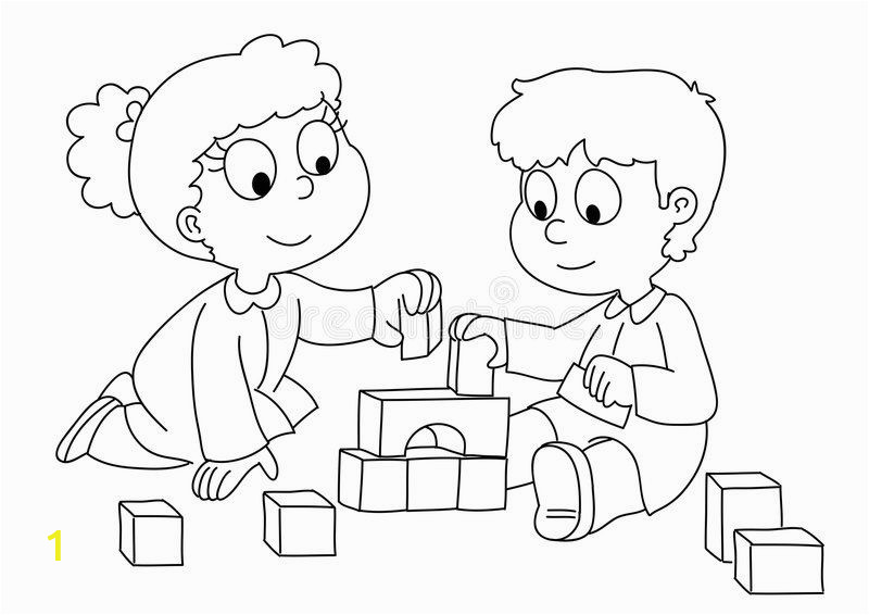 Coloring Pages for Young toddlers toddler Boy and Girl Playing Two Cute Children Playing with