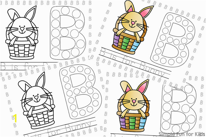 Coloring Pages Of Bunnies Printable B is for Bunny Dot Marker Coloring Pages Simple Fun for Kids