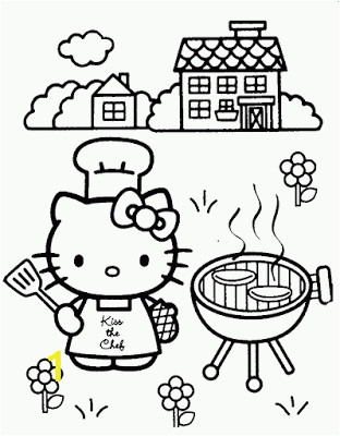 Coloring Pages Of Hello Kitty and Friends Hello Kitty Bbq Coloring Page