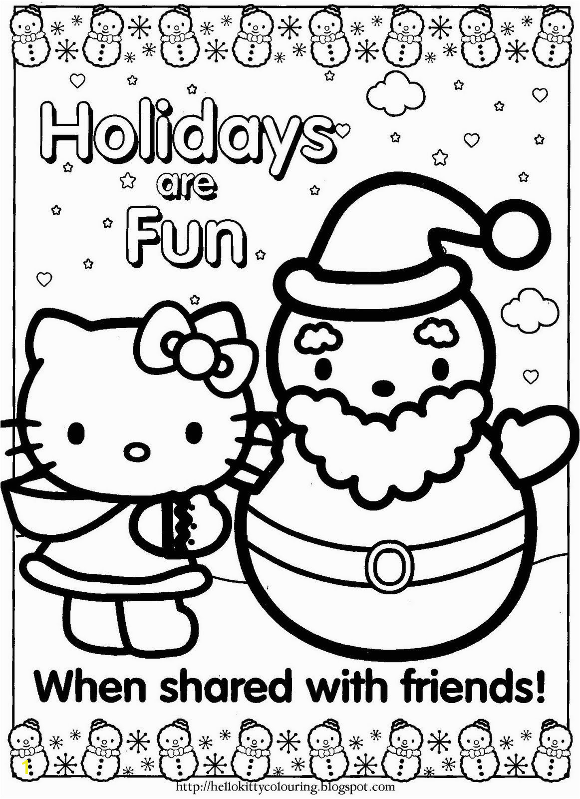 Coloring Pages Of Hello Kitty Christmas Happy Holidays Hello Kitty Coloring Page