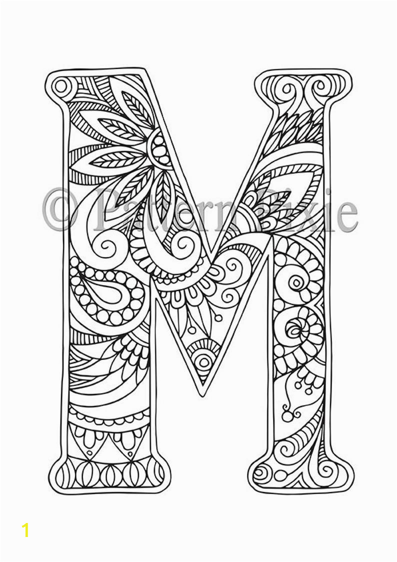 Coloring Pages Printable Letter M Adult Colouring Page Alphabet Letter "m"