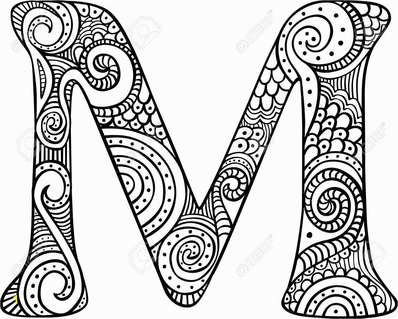 Coloring Pages Printable Letter M Stock Vector