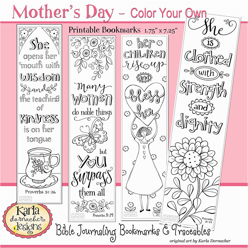 Moms Day Color Your Own Bookmarks Etsy