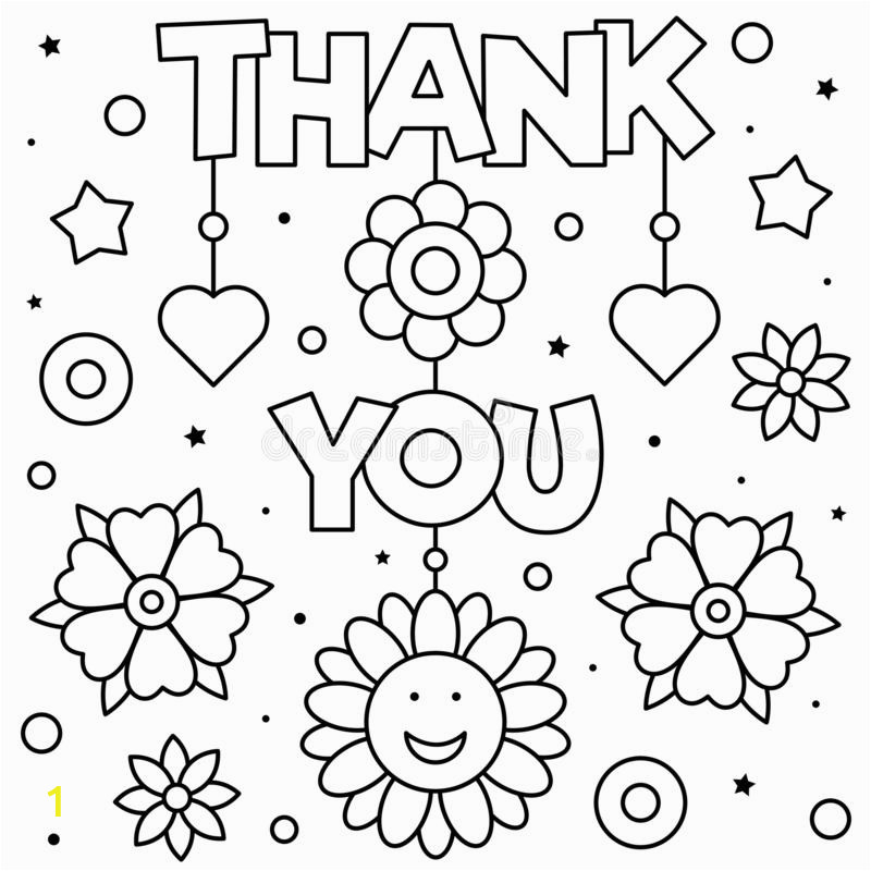 thank you coloring page black white vector illustration
