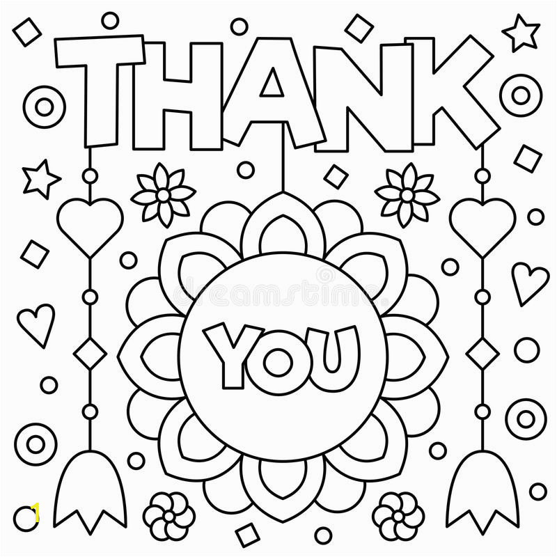 thank you coloring page vector illustration black white