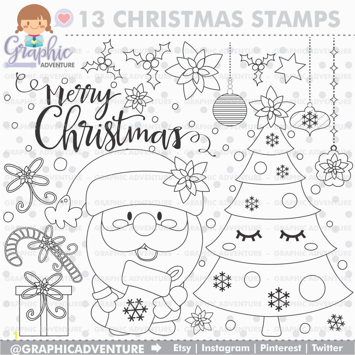 Coloring Pages Santa Claus Printable Christmas Stamps Santa Claus Stamps Mercial Use Xmas