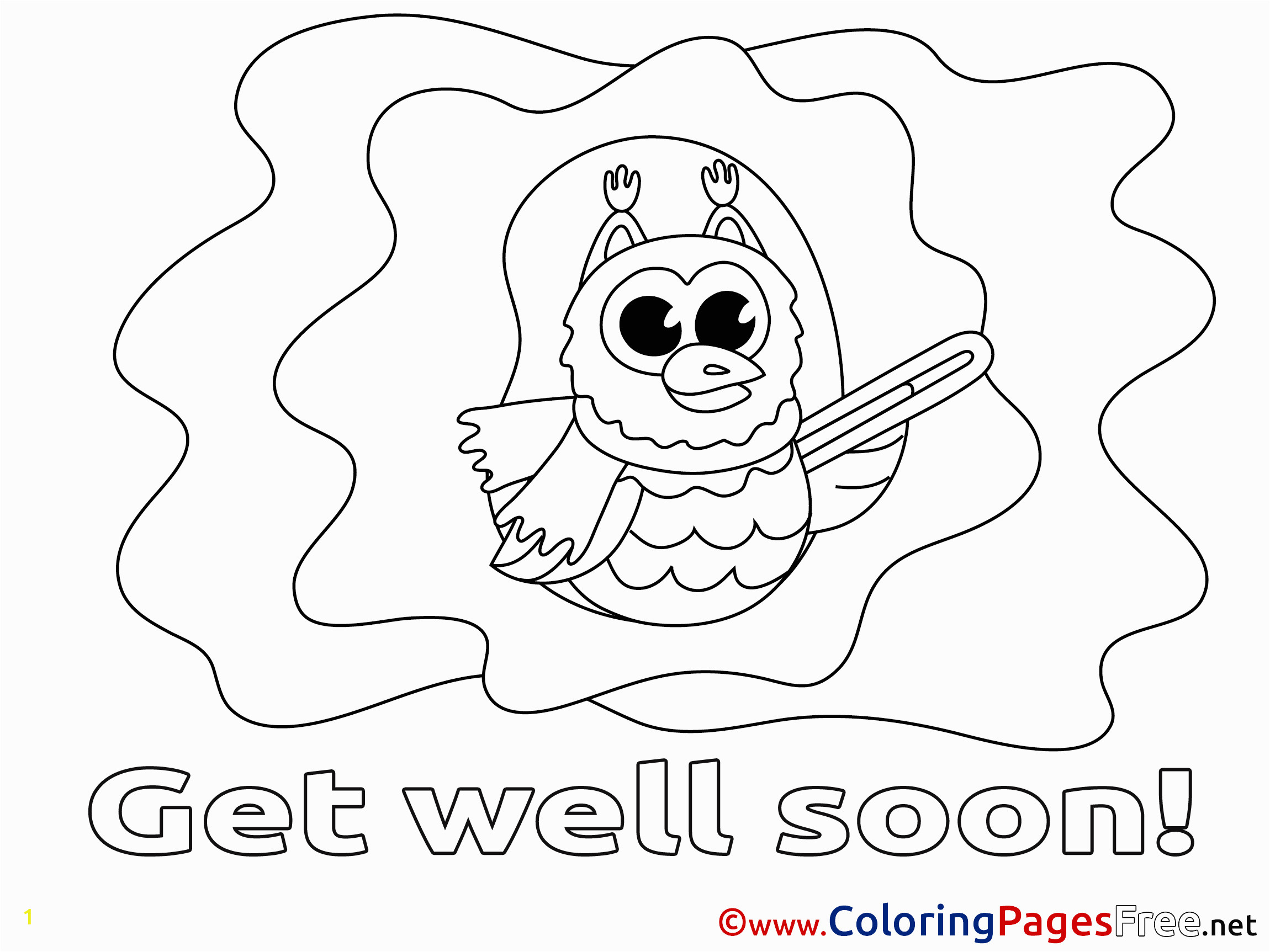 owl printable coloring pages well soon