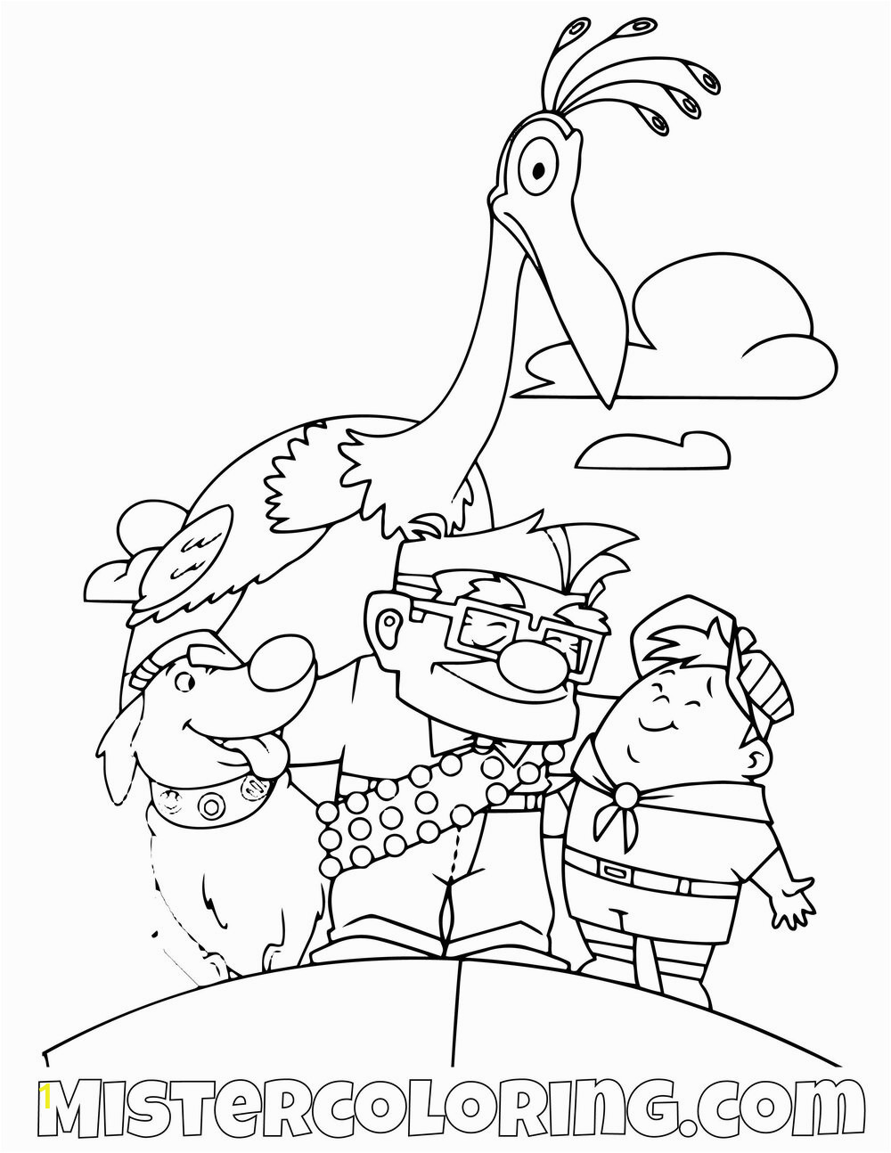 Carl Dug Kevin And Russell Portrait Disney Pixar Up Movie Coloring Pages For Kids