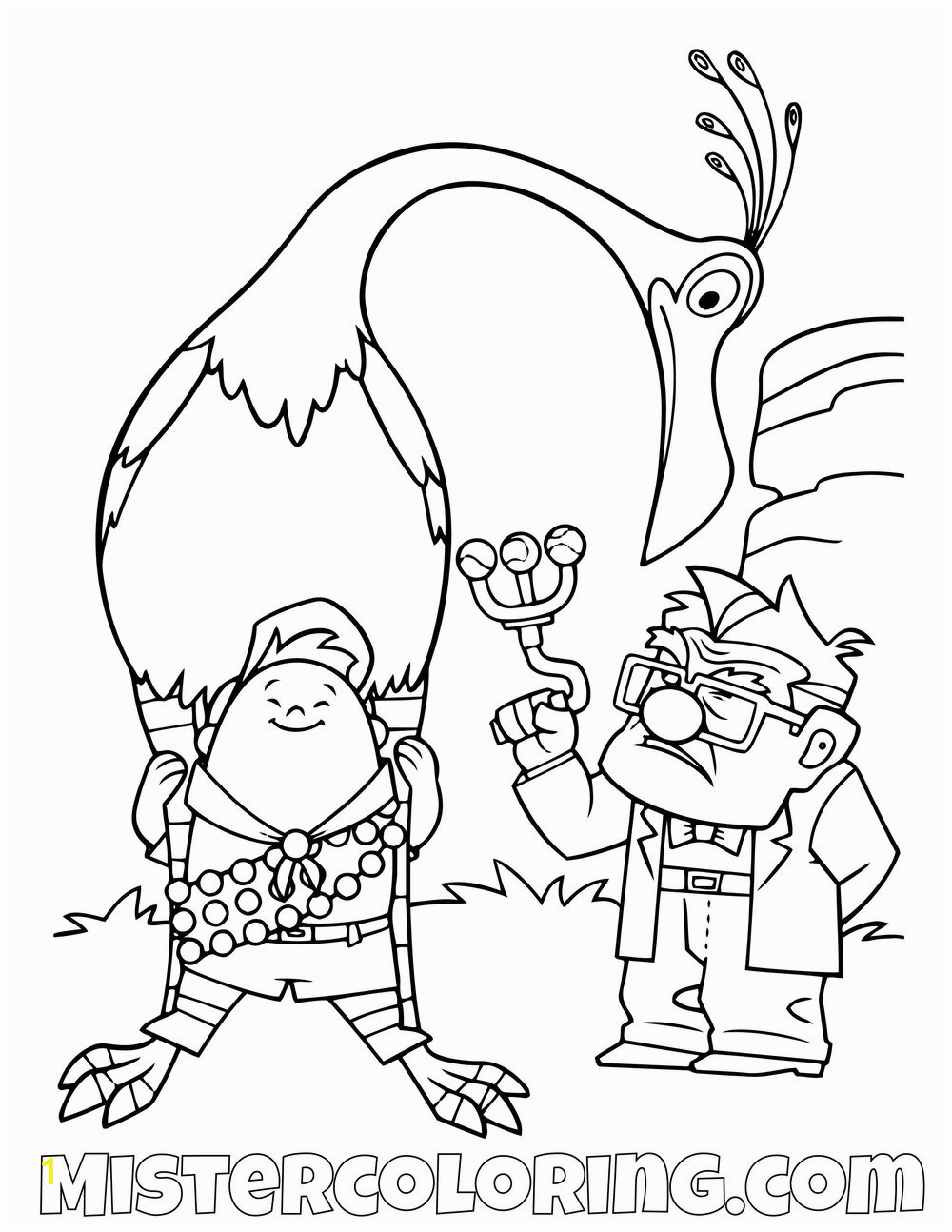 Russell Kevin And Carl Fredricksen Disney Pixar Up Movie Coloring Pages For Kids