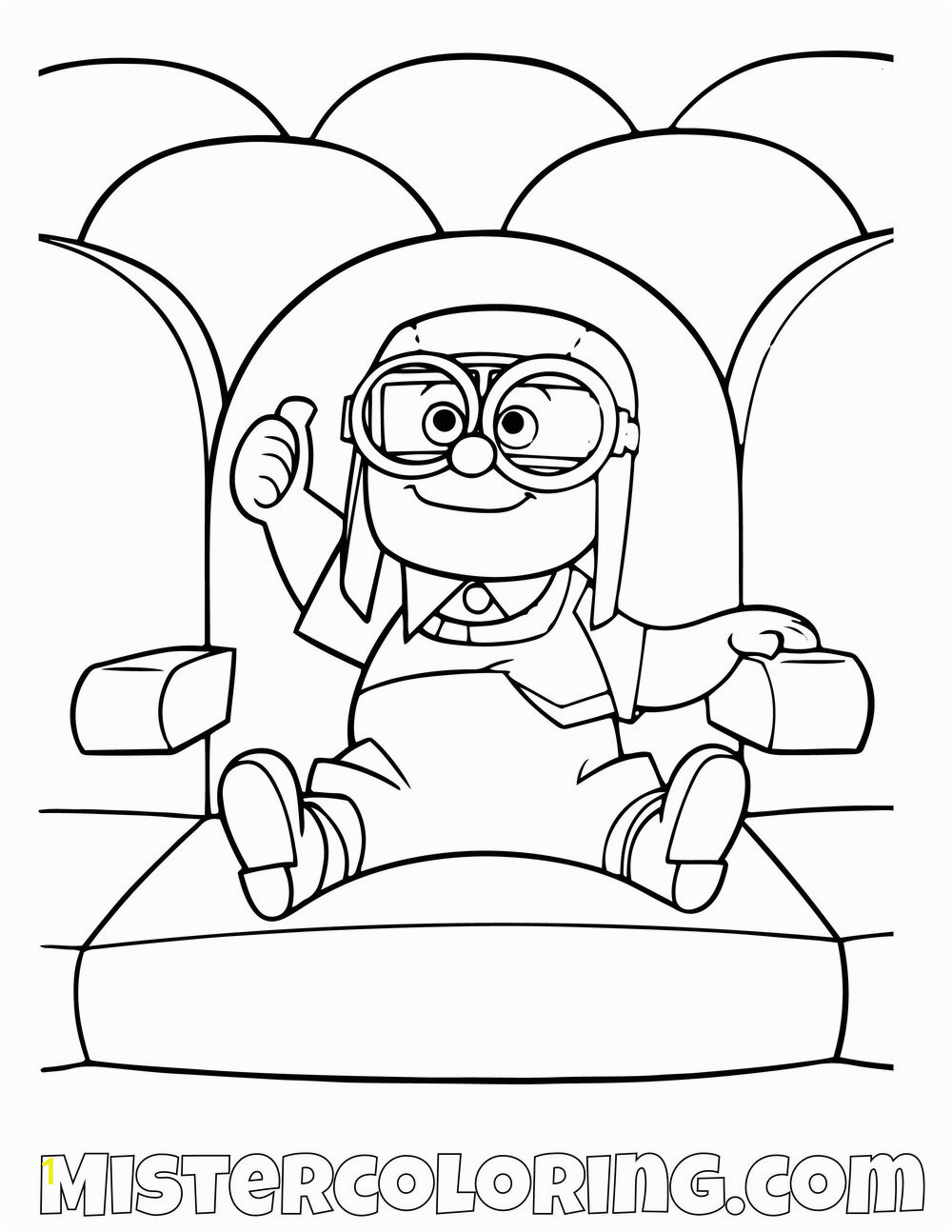 Young Carl Fredricksen Disney Pixar Up Movie Coloring Pages For Kids