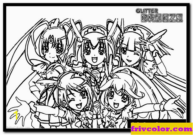 Glitter Force Coloring Pages Five PreCure Girls