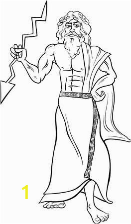 schwarz und weiß karikatur illustration des mythologischen griechischen gott zeus für malbuch