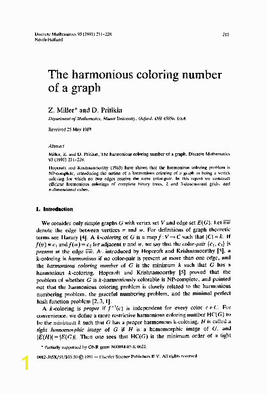 Harmonious Coloring Number Of A Graph Pdf the Harmonious Coloring Number Of A Graph