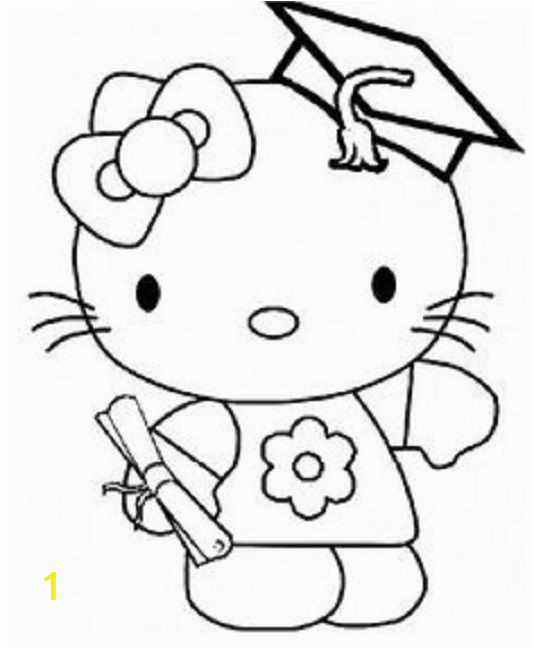 Hello Kitty Black and White Coloring Pages Hello Kitty Graduation Coloring Pages with Images