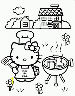 Hello Kitty Coloring Pages at the Beach Hello Kitty Bbq Coloring Page