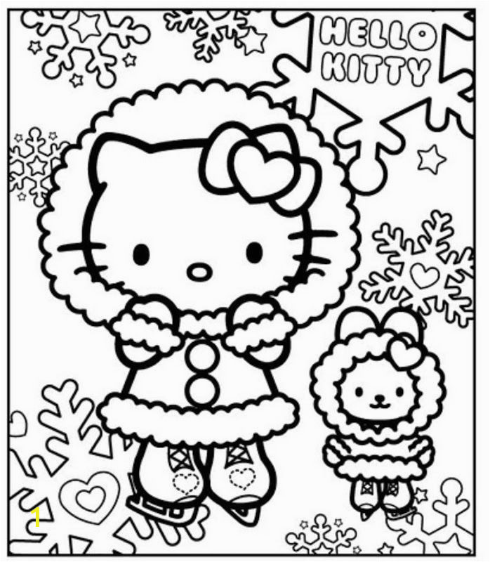 Cute Hello Kitty Ice Skating Coloring Page