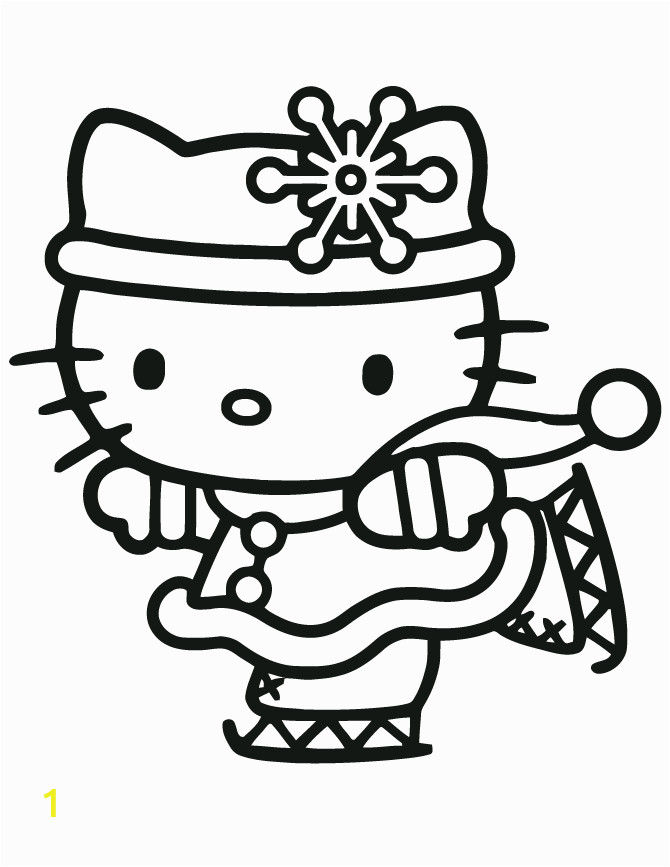 hello kitty christmas ice skating coloring page