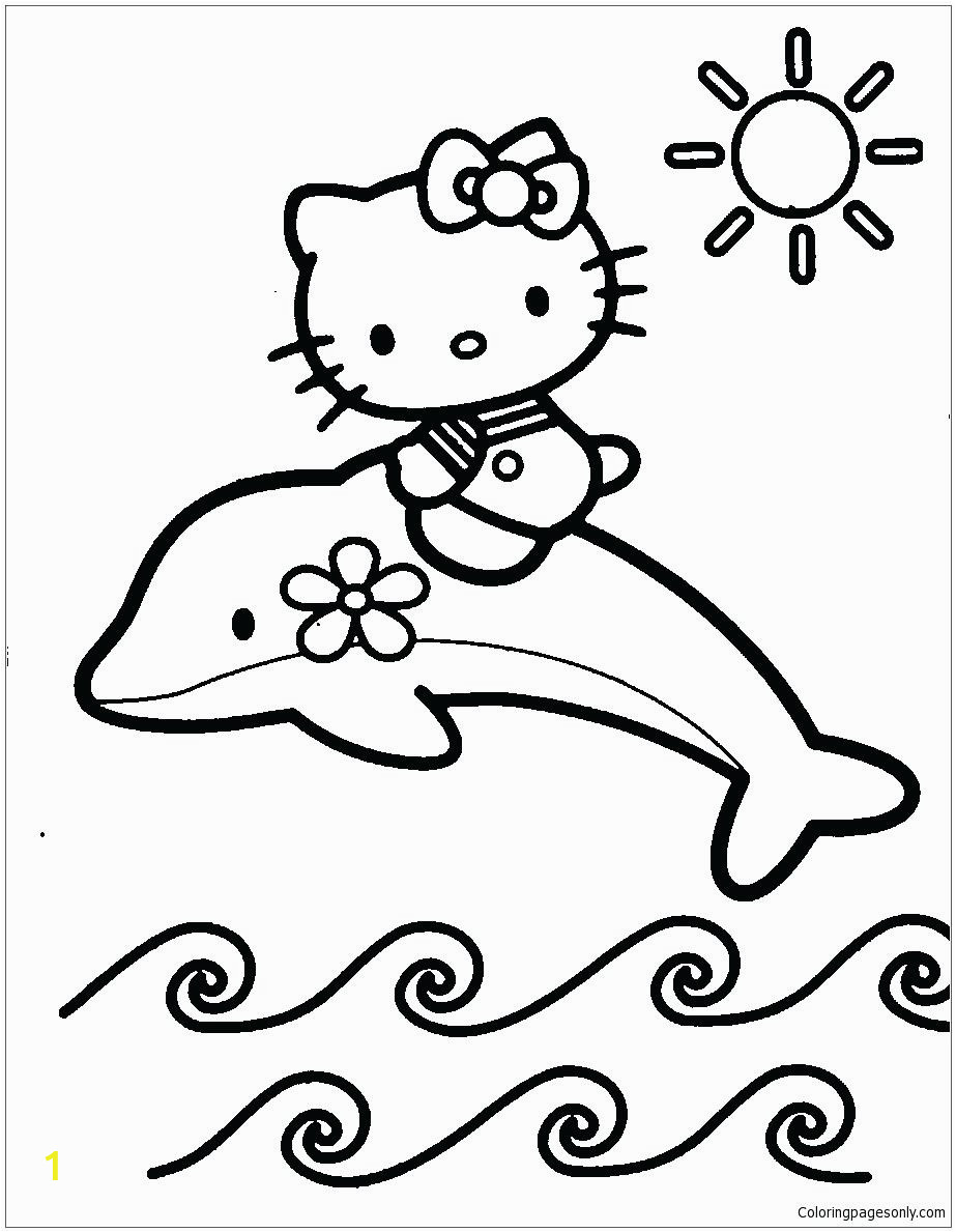 hello kitty with dolphin coloring page free pages pdf