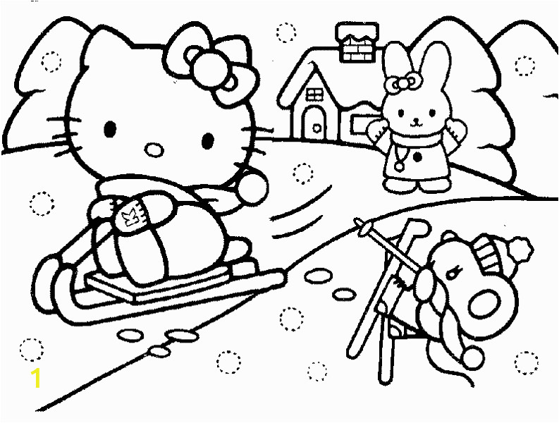 Hello Kitty Winter Fun Coloring Page