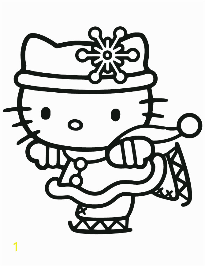 Ice Skating Hello Kitty Coloring Page