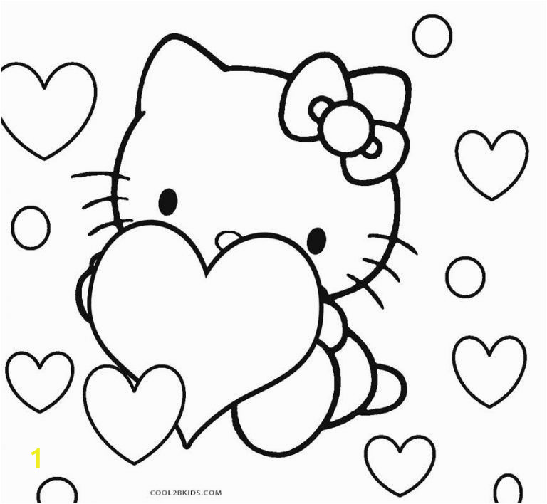 Hello Kitty with Hearts Coloring Pages | divyajanani.org