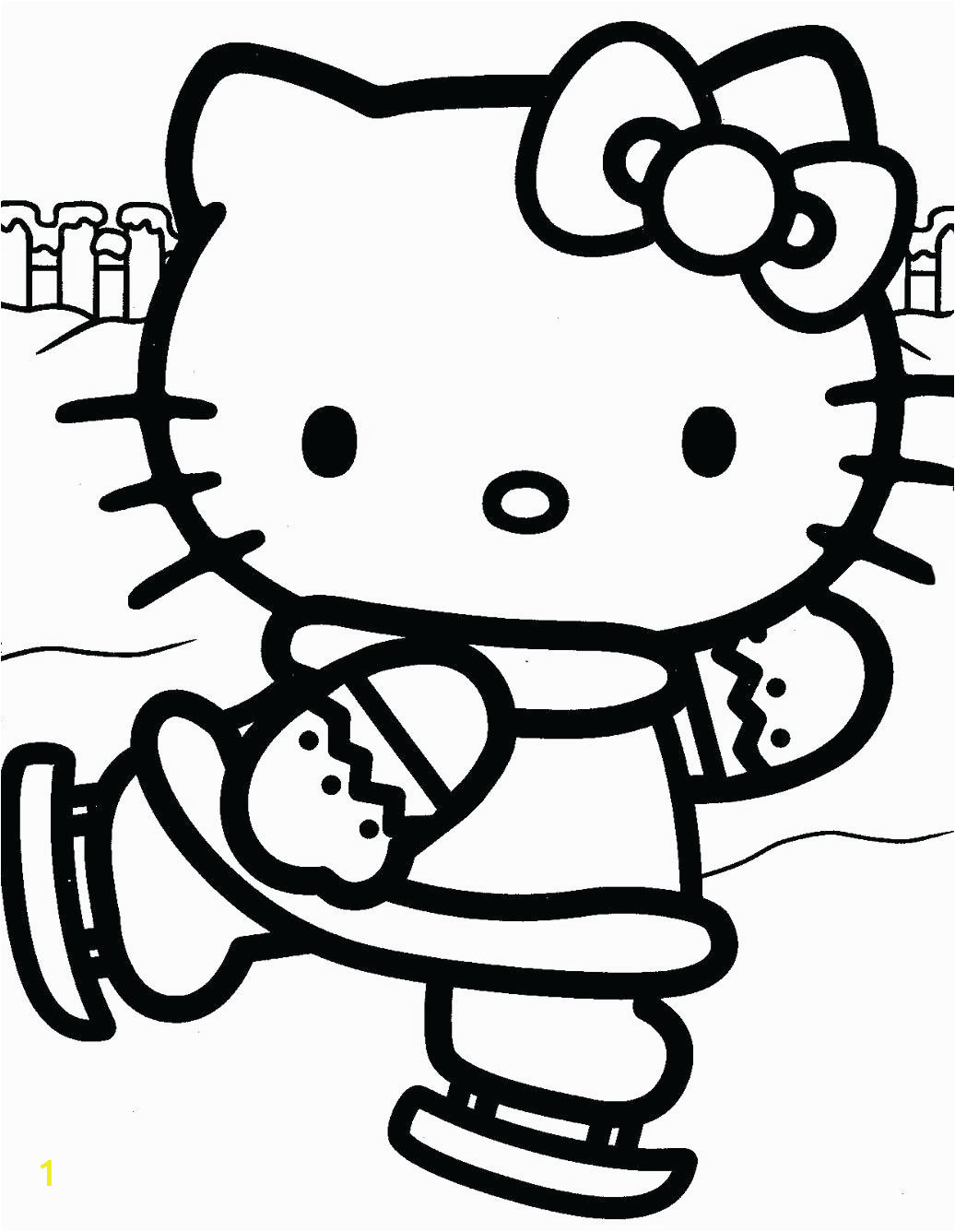 Ice Skating Hello Kitty Coloring Page