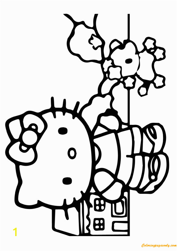 Hello Kitty Zombie Coloring Pages Hello Kitty Playing with Dog Coloring Page Free Coloring
