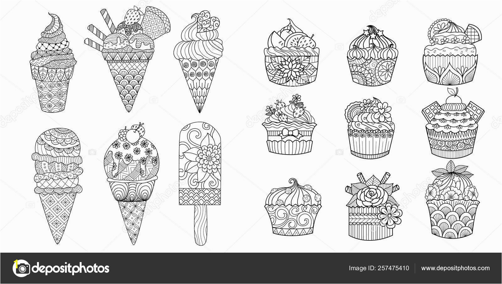 depositphotos stock illustration drawing ice cream cupcakes set