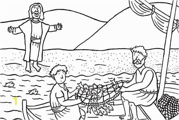 Disciples od Jesus Christ Catching Fish Coloring Page
