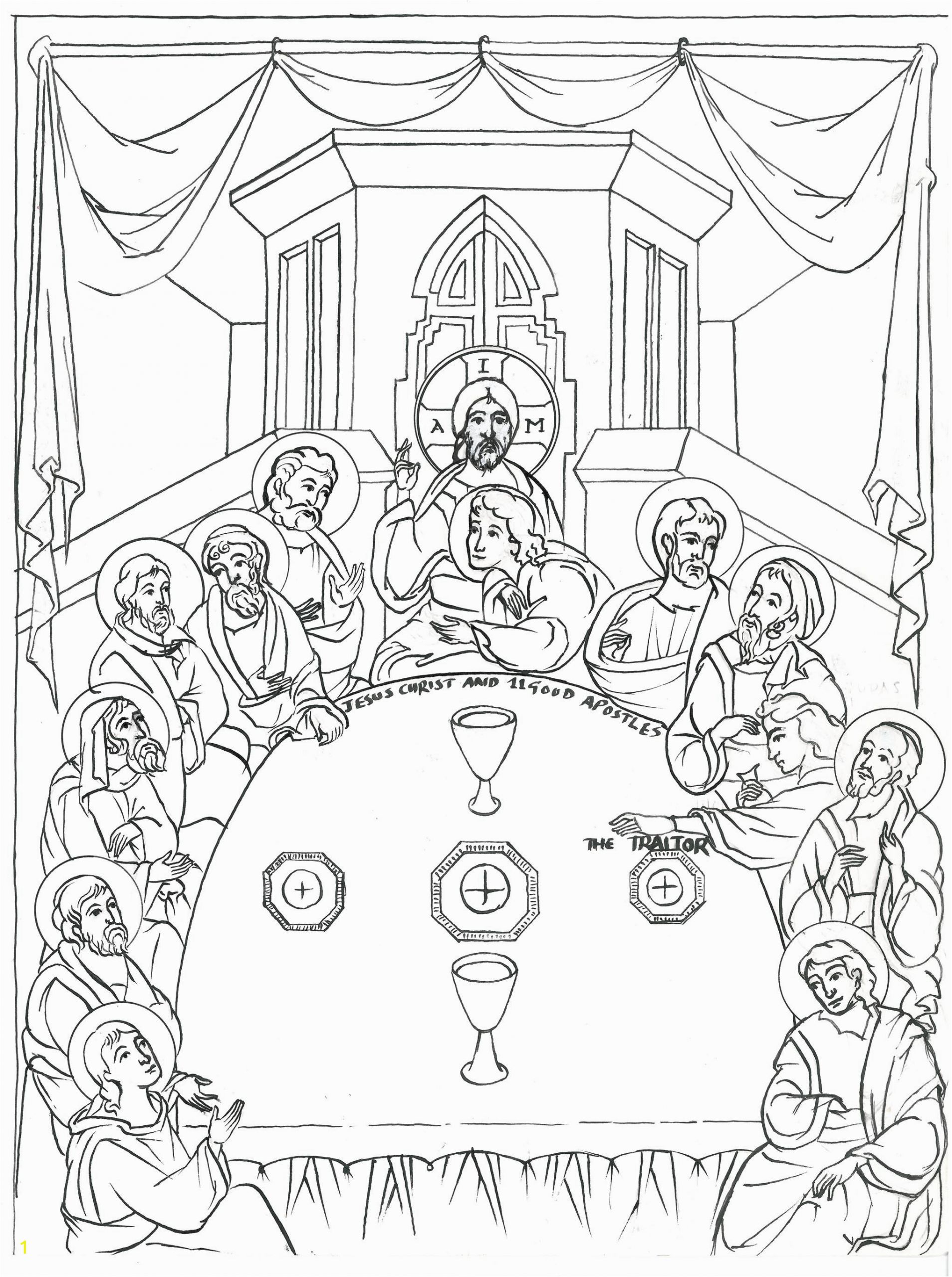 Last Supper Coloring Pages Printable Pin On Mosaic