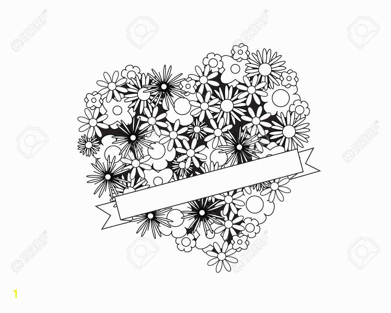 Number Coloring Pages for Adults Coloring Page for Adult Od Kids Simple Floral Heart with Ribbon