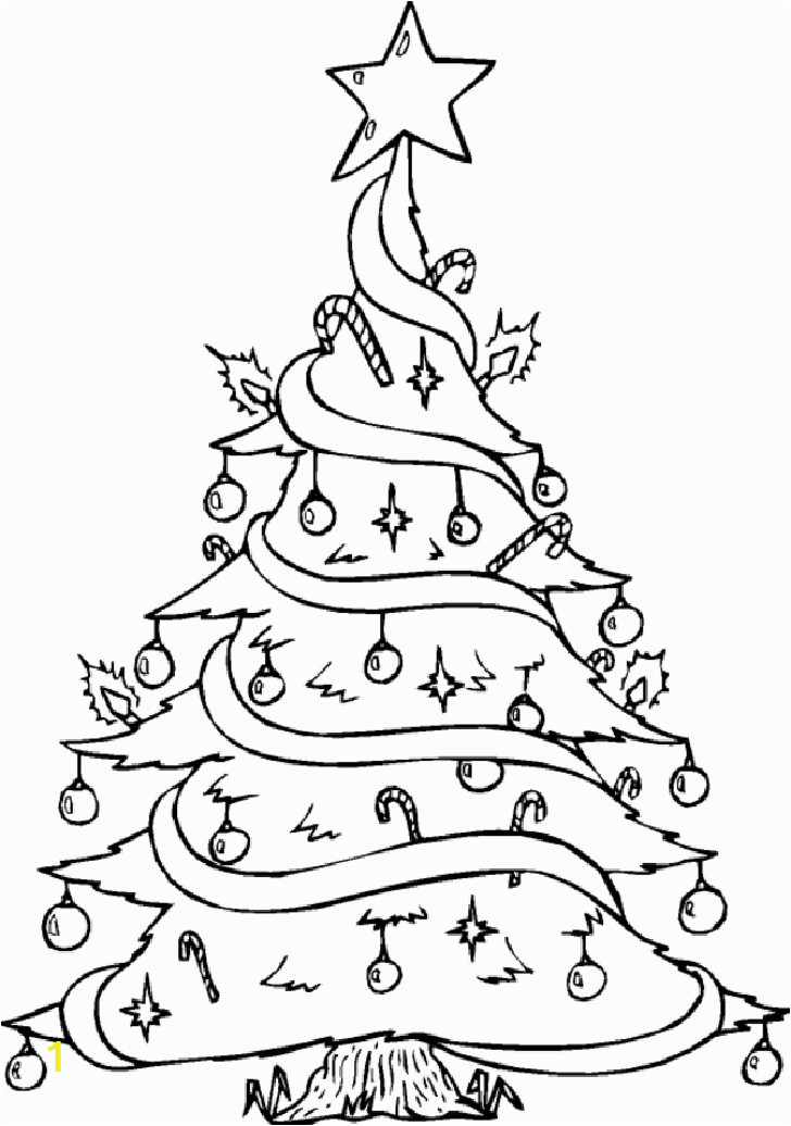 Printable Christmas Tree Coloring Pages Drawn Christmas Tree Pretty 11 728 X 1036