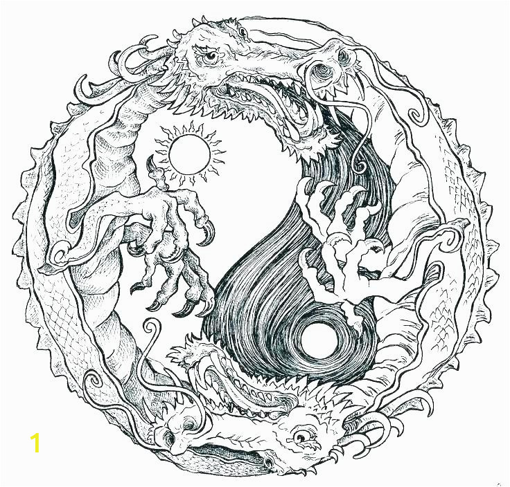 Dragon Yin YangColoring Pages for Adults