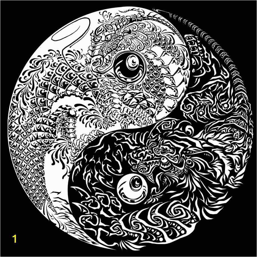 lung fu yin yang tattoo design