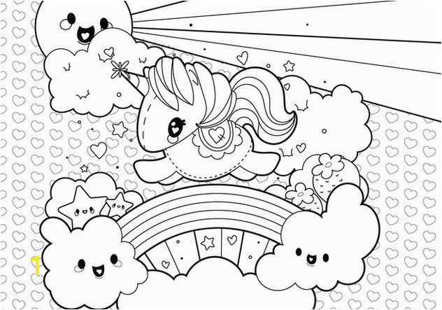 Printable Unicorn Rainbow Coloring Pages Cute Unicorn Clouds and Rainbow Coloring Page