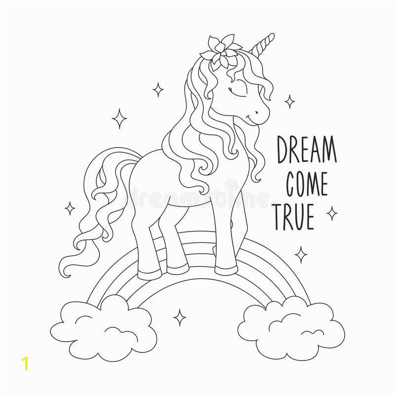 unicorn rainbow coloring pages dream e true text design kids fashion illustration drawing modern style unicorn