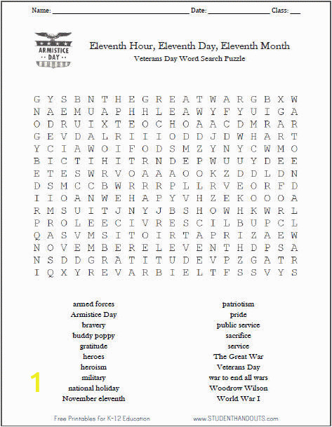 veterans day word search puzzle