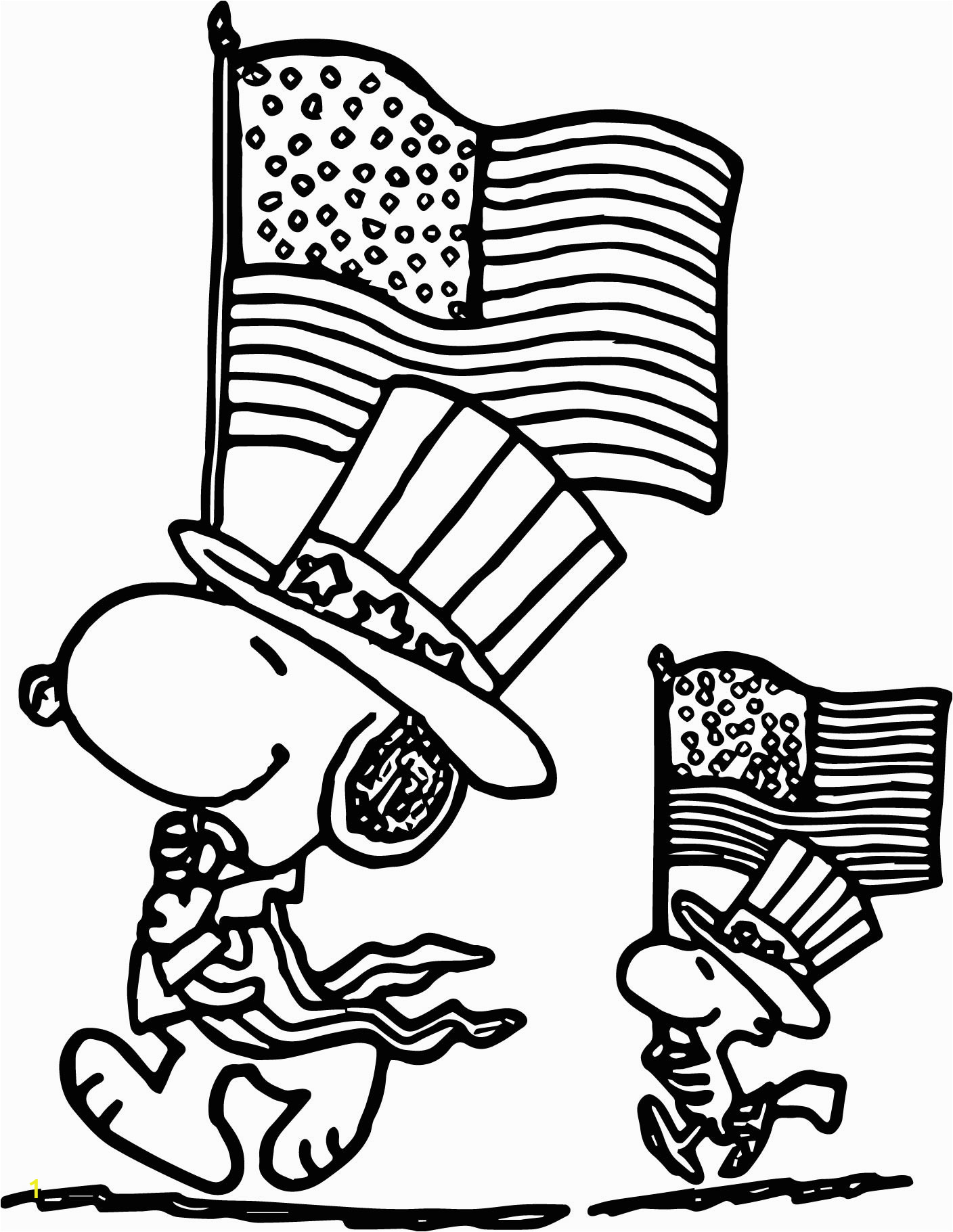 4th july snoopy coloring page