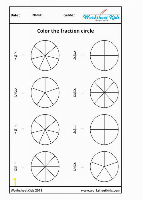 fraction circles coloring printable worksheets