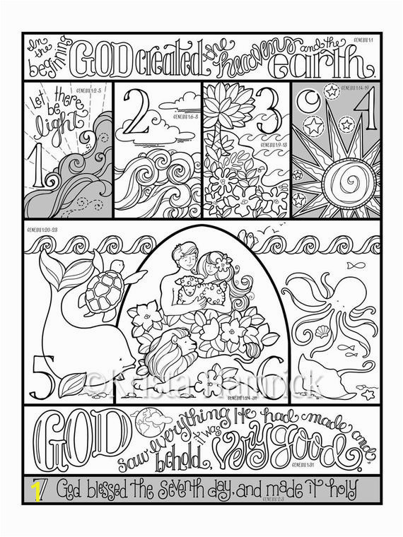 7 Days Of Creation Coloring Pages Days Of Creation Coloring Page In Three Sizes 8 5×11 8×10