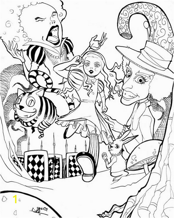 Alice In Wonderland Trippy Coloring Pages Alice In Wonderland Trippy Creative Coloring Page