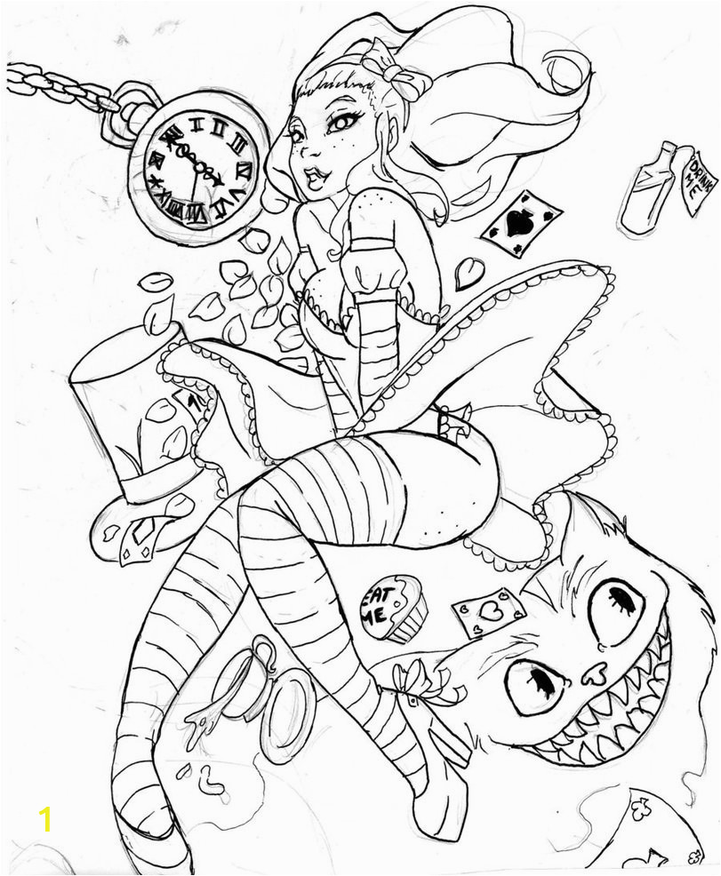 trippy alice in wonderland coloring pages