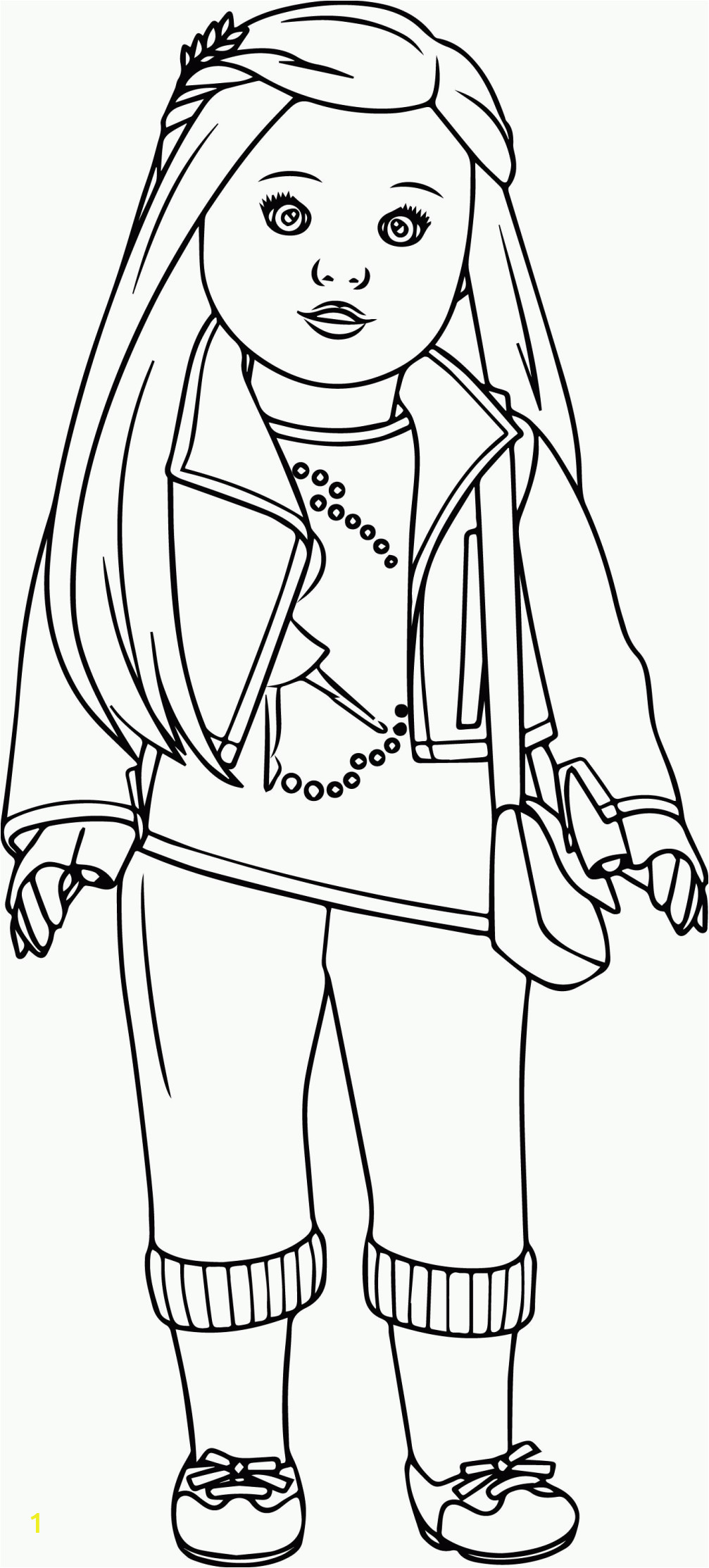 girl with doll coloring page