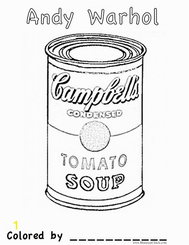 Andy Warhol soup Can Coloring Page andy Warhol Campbells soup Coloring Sheet